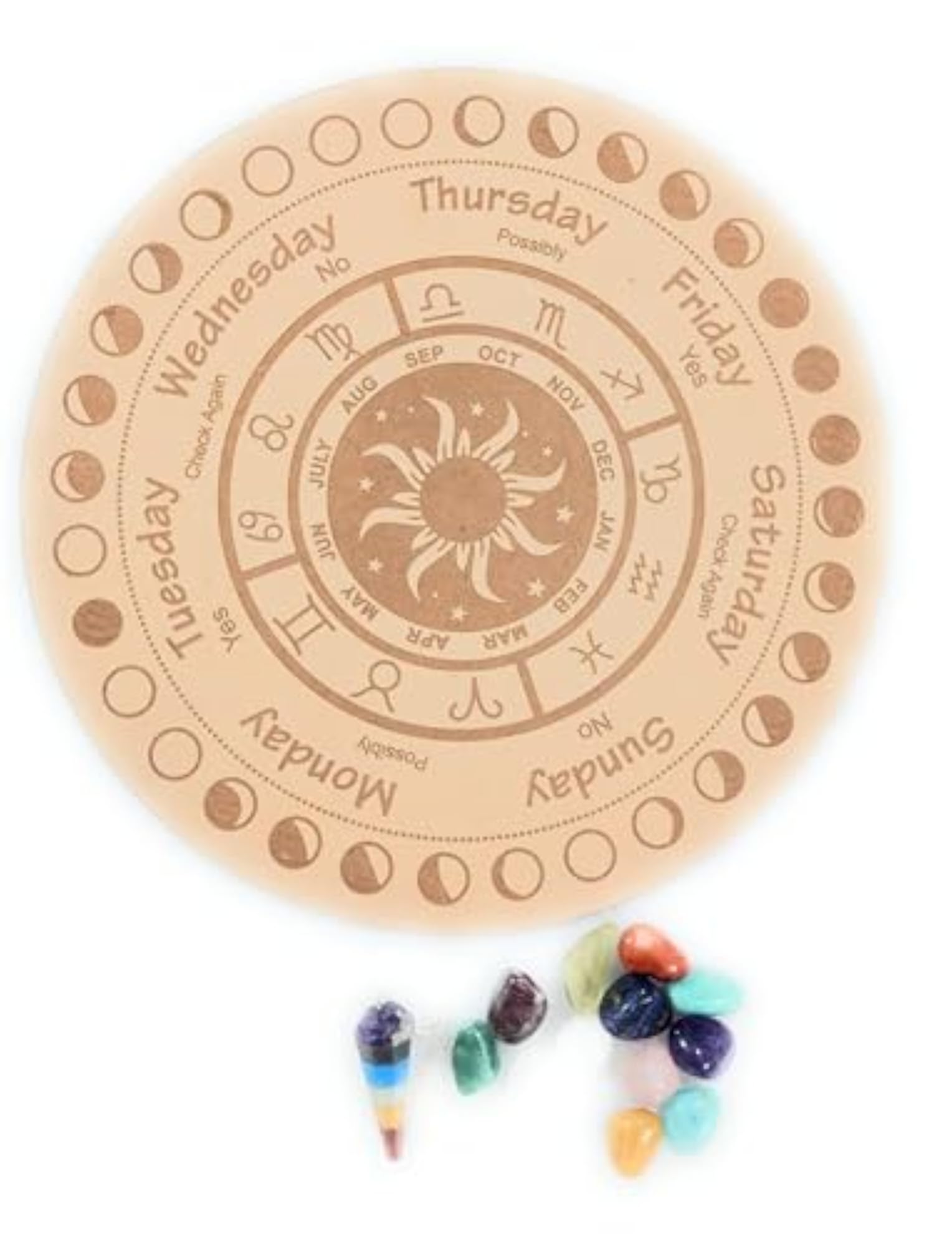 AM STONE MoonFace Wooden Grid Plate for Meditation