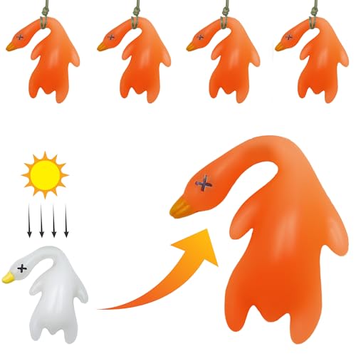 4 Pcs Car Swing Ducks, UV Color Changing Roast Duck Pendant, Car ...