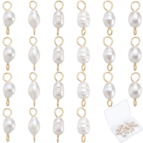 Breloques perles d'eau douce naturelles à double boucle pour création de bijoux DIY - 2