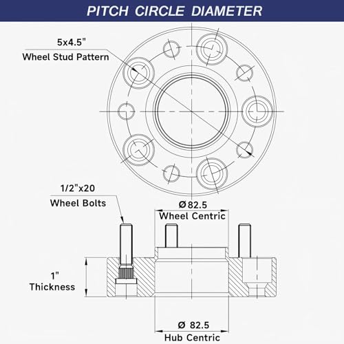 Readair Thickness 25mm 1 Inch 5 Lug 5x4.5 Wheel Spacers fit for Ford Explorer 1995-2005, Ranger 1998-2011, Jeep Comanche 1990-1992 and More, with 1/2" x20 Studs 82.5mm Hub Bore,2Pcs by Readair - Used condition - Image 3
