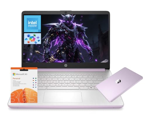 Image of HP 14 inch Laptop, Intel Processor N150 (Beat i3) 4GB RAM 128GB UFS 1-Year Office 365 Copilot AI Win11 WiFi6 Computer for Creator Business Gaming Study w /GM Accessory