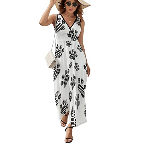 Robe évasée motif pattes de chat vêtement femme été taille S