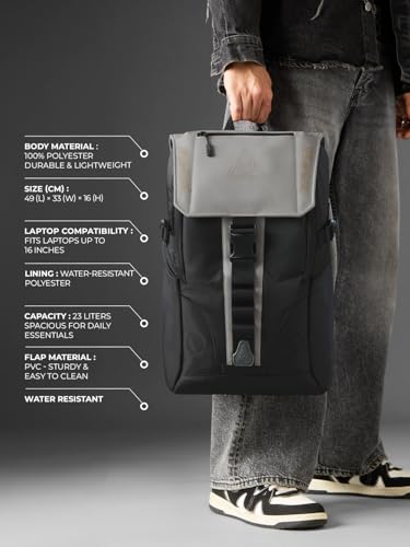 Image of The Souled Store Thor: Mjolnir Backpacks | Official Marvel Merchandise | Premium Water-Resistant Laptop Bag with Hammer Graphic | Durable Urban Travel Rucksack for Men & Women | God of Thunder Edition