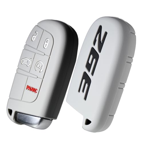 392 Silicone Key Fob Cover for Dodge Charger Challenger SRT Hornet R/T Dart Durango Journey and Jeep Cherokee Compass Renegade Chrysler 300 Keyless 5 Buttons Case Accessories