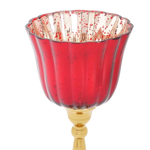 Image of Pure Home + Living Red and Gold Votive with Metal Stand - Large