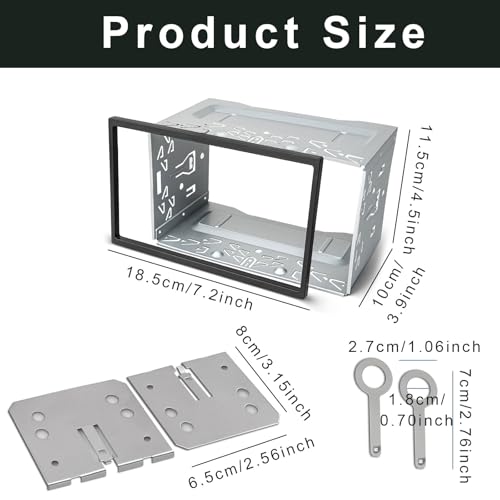 Car Stereo Double Din Cage, Car Stereo Double DIN Universal Cage with Frame, Auto Audio and Video Dash Mounting Kit with Screws, Auto Radio Fitting Kit for DVD Players GPS Navigation mounting Brackets
