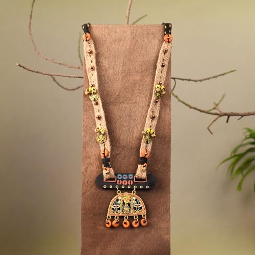 Image of AAKRITI ART CREATIONS Boho & Tribal Handcrafted Necklace Collection | Jute, Wooden & Brass Pendant Designs | Ethnic Collar, Loop & Statement Jewelry for Women | Artisan Festival & Everyday Wear