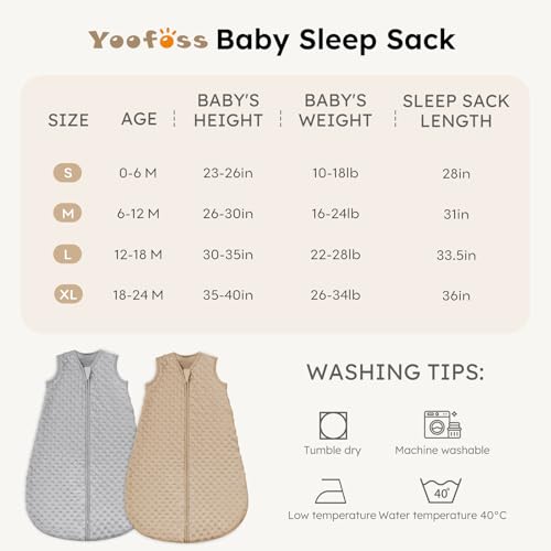 Image of Yoofoss Fleece Baby Sleep Sack 0-6 Months with Plush Dots, TOG 1.5 Baby Wearable Blanket with 2-Way Zipper, Cotton Toddler Sleep Sack Fleece