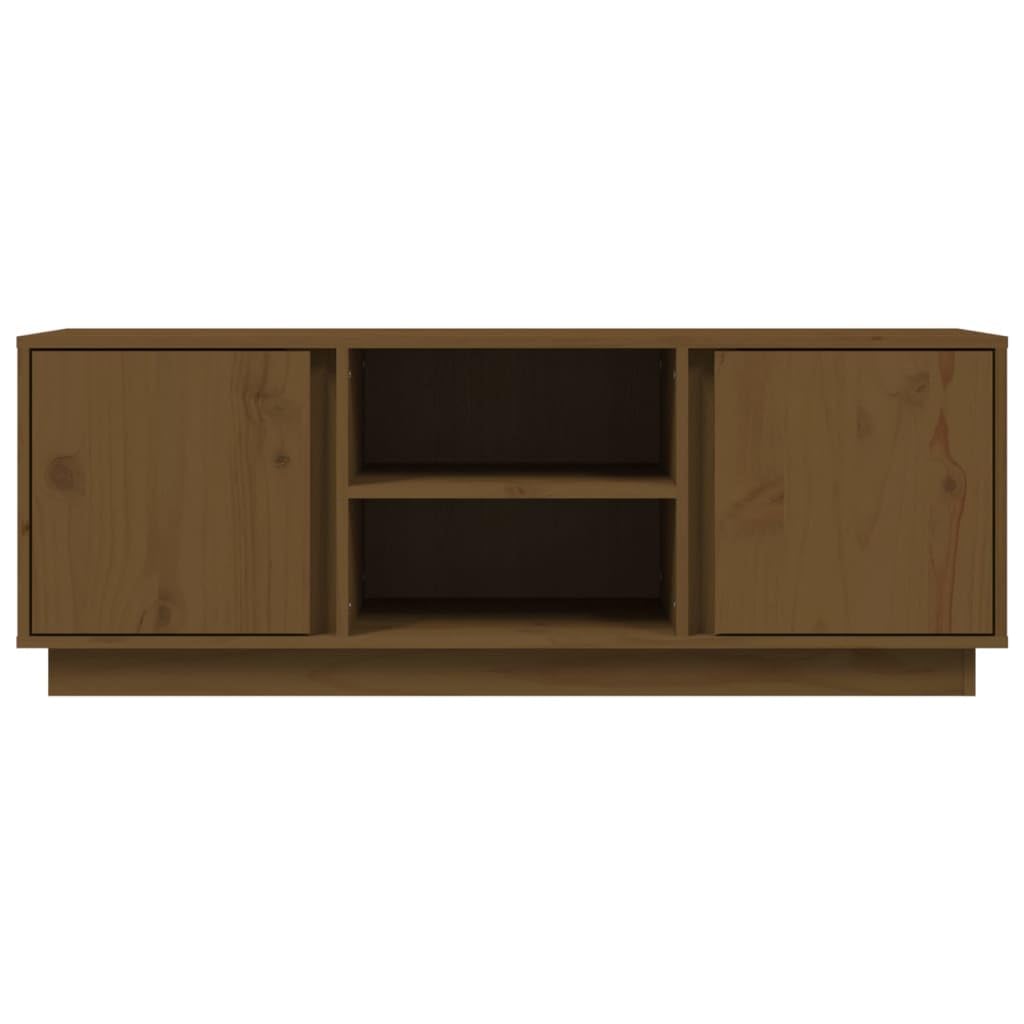 TV-Schrank Honigbraun 110x35x40,5 cm, Massivholz Kiefer, Modernes Media Center für Wohnzimmer, Schlafzimmer, Viel Stauraum