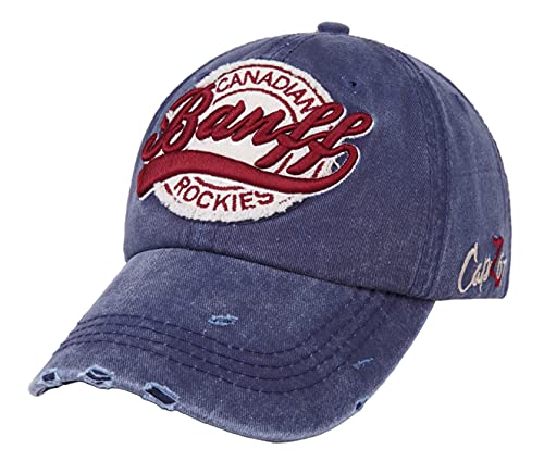 Babazoo Republic Banff Canadian Rockies Baseball Cap Adjustable Hat Vintage Wash Look True North Canada - Navy