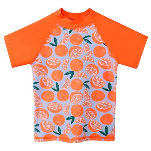 Image of BAOHULU Girls Rash Guard Swimsuit Two Piece Bathing Suit UPF 50+ Short Sleeve Summer Beach Swimwear Size 3-14 Years