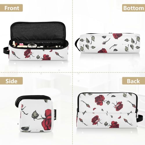 Bolsa de viaje para herramientas de cabello Chic Red Roses con tapete resistente al calor, impermeable, organizador para planchas y rizadores con cremallera miniatura 5