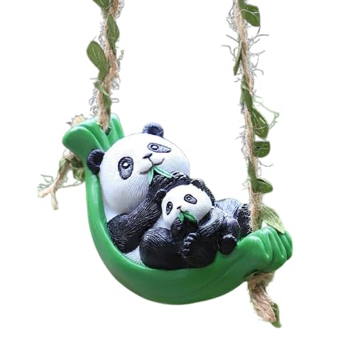 Image of The Decorshed Cute Panda Couple Swing Hanging Decor - Pack of 1 | Adorable Resin Showpiece for Home Dcor | Romantic Panda Figurine for Living Room, Bedroom, Gift Item