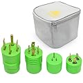 4-Pack All-in-One RV Must Have 2024 Generator Power Adapter Converter Kit with Storage Bag - 14-50P to TT-30R, 5-15P to TT-30R, L14-30P to TT-30R, L5-30P to TT-30R Twist Lock Trailer Camper