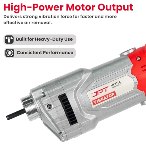 Image of JPT Ultra Heavy Duty 1500W Concrete Vibrator Machine | 4200 RPM High Speed | Copper Motor | 35MM Needle for RCC Slab & Column | 1.5Mtr Needle Included