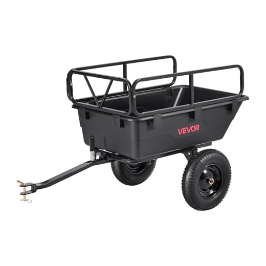 VEVOR 500Lbs 10 Cu.Ft. ATV UTV Trailer Tow Behind Dump Cart, Heavy Duty Pull Behind Utility Dump Trailer for Lawn Mower Trailer Tractor Garden Yard with 16in Tires