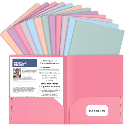 Habgp H051 12 Pack Colored File Folders With Pockets And Business Card Holder cover