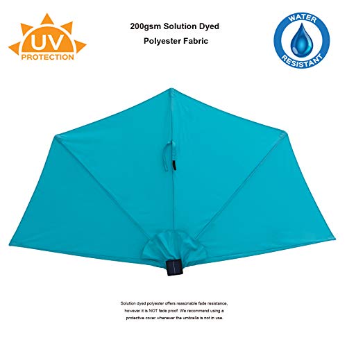 C-Hopetree 9 ft Half Round Outdoor Patio Market Wall Umbrella with Solar LED Lights and Tilt, Aqua Blue by C-Hopetree - Image 3