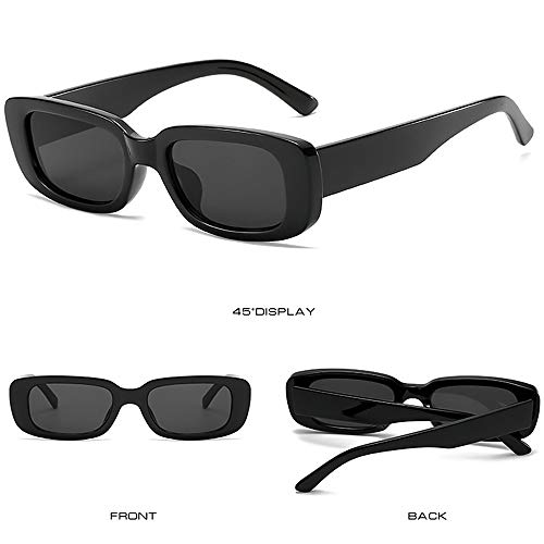 Tskestvy 2 Pack Square Rectangle Sunglasses For Women Men Y2K Retro Trendy Vintage Glasses 90S Cute Aesthetic (Black And Off-White) #TOP2