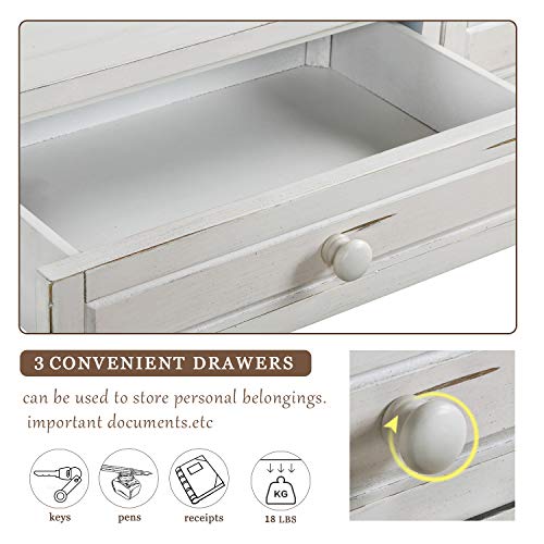 Merax Lumisol 64 Inch Long Console Sofa Table With 3 Drawers And Bottom Shelf, Hallway Table Entryway Table For Living Room, Easy Assembly (Antique White). #TOP7