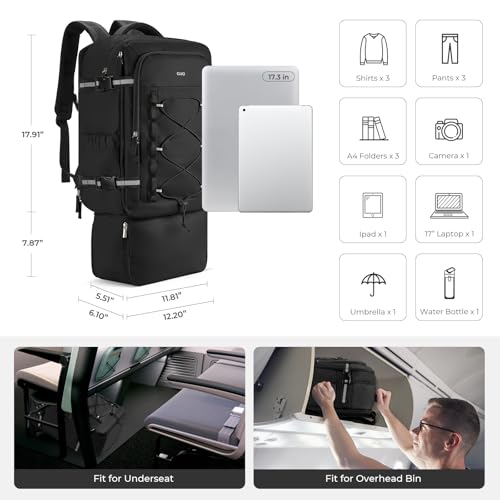 Image of CLUCI Travel Backpack 30L, Waterproof Laptop Backpack Fits 17.3 Inch Laptop, Carry On Backpack with shoe compartment, Durable Expandable Go Bag, Large Hiking Backpack for Men Women（Black）