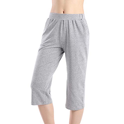 Image of QingWan Womens Shorts with Pockets Elastic Waist Spandex Athletic Short Capri Pants Yoga