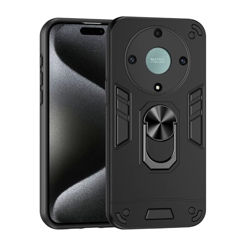 Lucyliy Honor Magic5 Lite �t�H���P�[�X�J�o�[ [�����K���X�X�N���[���v���e�N�^�[�t��] �u���b�N