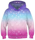 Ainuno Mermaid Hoodie for Girls Cute Sweatshirts Fashion Hoodies for Girl Pink Purple Hoodies for Girls Age 6 7 8 Years Old Long Sleeve Mermaid Shirt,Size 7-8