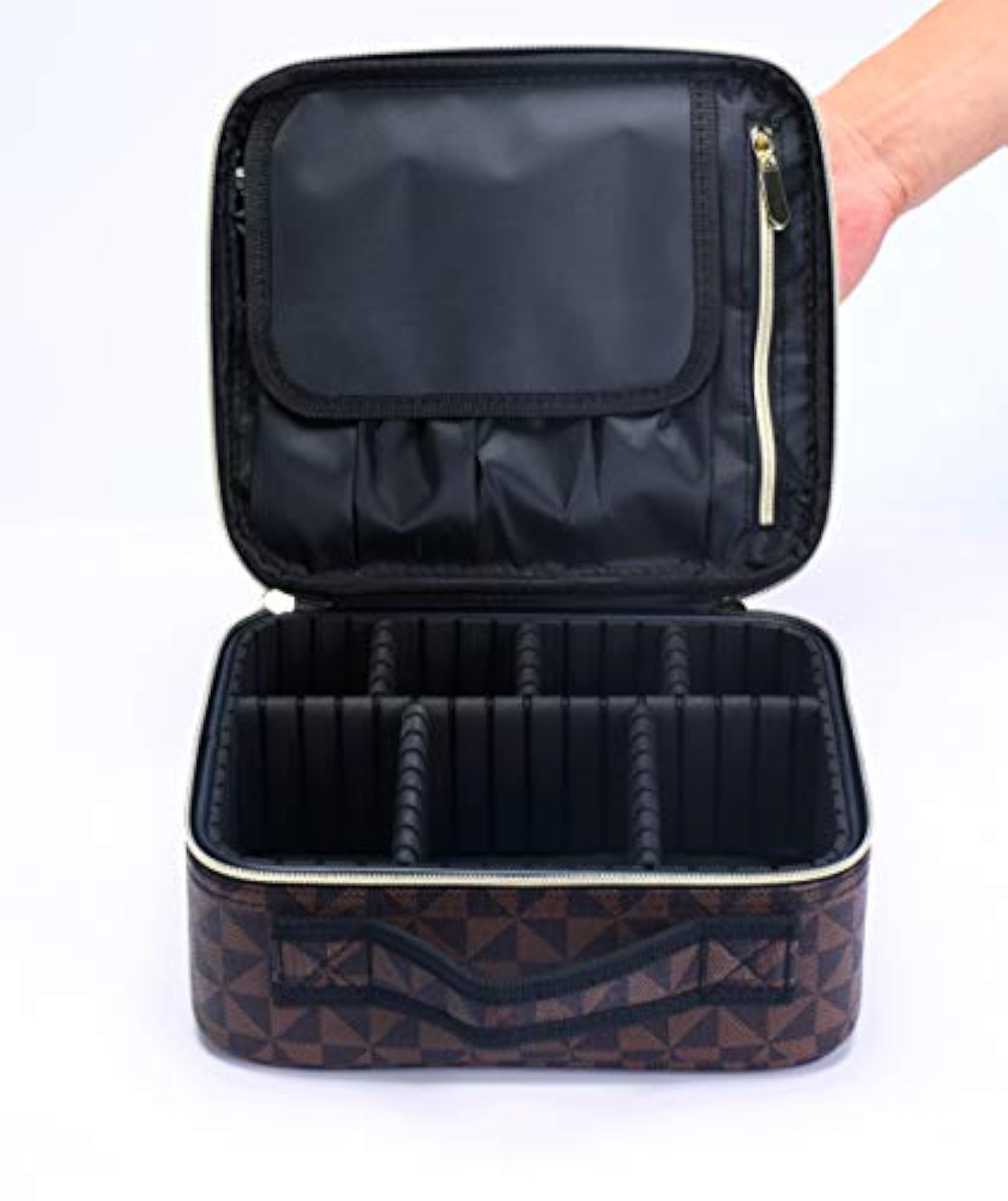 Travel Makeup Train Case with Adjustable Dividers