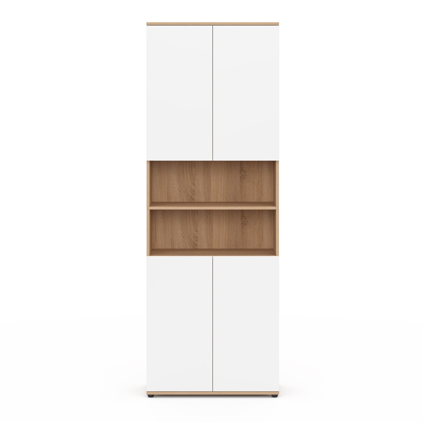 IDMarket - Mueble de baño TOMI con 4 puertas y 2 nichos en madera de haya blanca