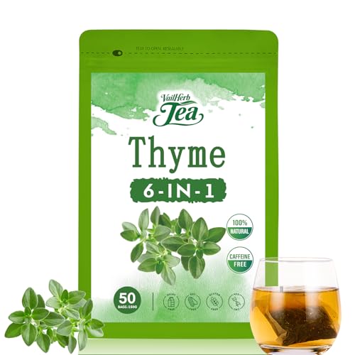 Image of VailHerbTea Thyme Leaves Tea Bags for Respiratory System Support, 6-in-1 Herbal Tea with Mullein, Elecampane for Throat & Digestive Support. Caffeine-Free - 50 Count
