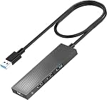 USB Hub 3.0, TSUPY 4 Port USB 3.0 Splitter de Hub de données avec 2.1ft Câble long de rallonge Ultra Expandeur portable Slim pour ordinateur de bureau PC, PS4, Ordinateur portable, Chromebook, iMac, Données Flash Drive et plus encore