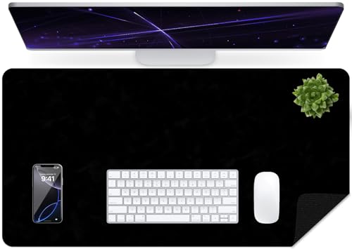 Tapis de souris et clavier imperméable et facile à nettoyer en cuir noir