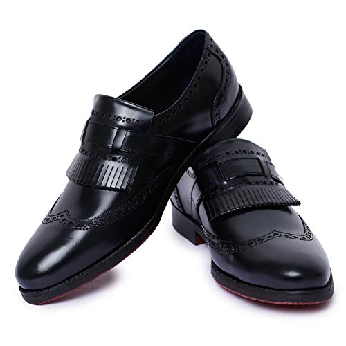Image of Lethato Men's Wingtip Brogue Kiltie Monk Strap Loafer Dress Shoes