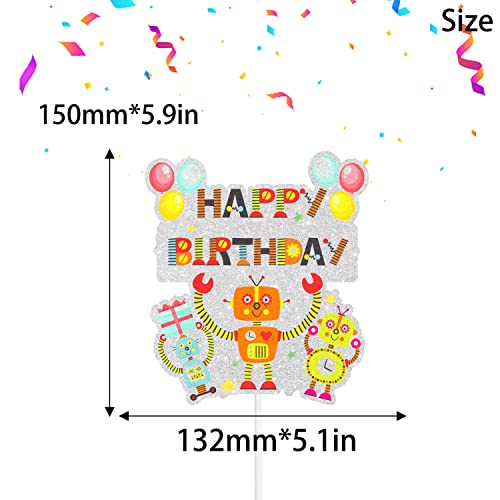 Robot Happy Birthday Cake Topper- Ideal For A Retro Robot Party, Themed Birthday Party, Or Baby Shower. This Is A Robot Decoration Any Boy Or Girl Will Love -Sugargera #TOP1