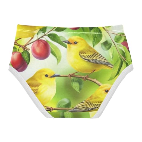 Watercolor Yellow Birds Tree Green Toddlers Underwear Floral 2t Cotton Cute Panties Girl Animals Briefs Underpants2