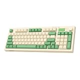 wegear Pastel Wireless Keyboard, Mechanical Typing Membrane Gaming Keyboard with Media Knob, Tri-Mode Bluetooth/2.4GHz/USB-C Wired, Backlit, 94 Keys, Cute Creamy Keyboard for PC, Mac- Green