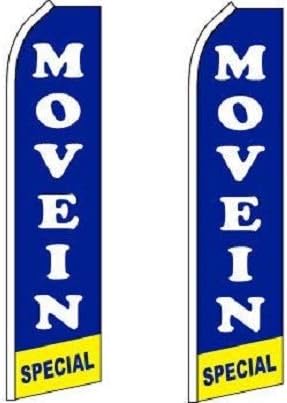 Move In Special Feather Flags – 2.5 ft x 11.5 ft Outdoor Advertising Banners for Apartments & Rentals, Weatherproof Polyester, Pack of 2, (Mount & Poles Not Included)