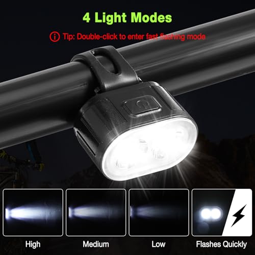 Oderra Luces Bicicleta LED Delantera y Trasera - Luces Bici USB Recargable, 4/6 Modos (Fijo/Estroboscópico), Impermeable IPX4, Autonomía 10h/12h - para MTB, Bicicleta, Skateboard - imagen 4