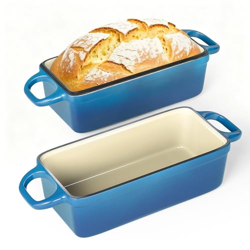 Angju Cast Iron Dutch Oven With Lid 2 In 1 Loaf Pan For Bread Baking Even Heating Oven Enameled Homemade Sourdough Baking & Versatile Cooking(23Cm X 13Cm)