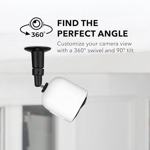 Image of Wasserstein Adjustable Metal Wall Mount for Arlo Essential 1st /2nd /3rd Gen /Go 2 /Arlo Pro /3 /4 /Pro 5S 2K /Pro (6th Gen) /Ultra /Ultra 2 /Ultra (3rd Gen) & Ring Stick Up Cam (Battery /Plug-In) (1-Pack, Black)