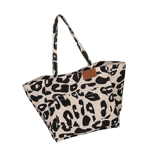 Sac à bandoulière léopard en nylon grand format pour les courses de tous les jours