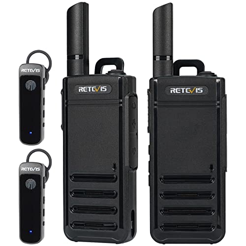 Retevis RB639P Walkie Talkie, PMR446 Funkgerät mit Headset, Typ-C, Drahtlose Kopfhörer, Tragbares VOX Walkie Talkies für Camping, Autoreisen (Schwarz, 2 Stück)