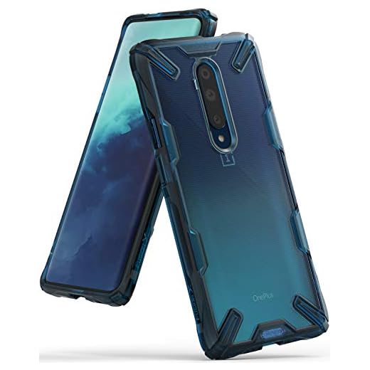 Ringke Fusion-X Kompatibel med OnePlus 7T Pro Skal Fodral Hård PC Baksida Stötsäker Heavy Duty TPU Stötfångare Skyddande Bakskal - Space Blue