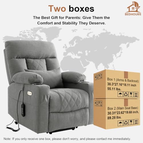 Image of Tri-Motor Power Lift Recliner Chair for Elderly, Lay Flat Lift Chair,Greige