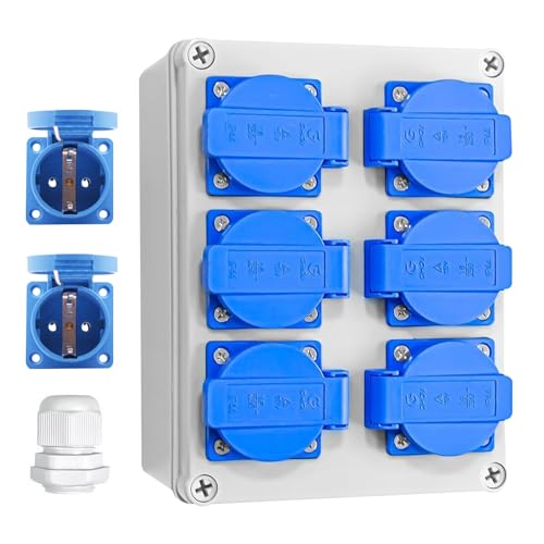 Coffret Electrique, Répartiteur de Courant Mural,Coffret de Chantier,Distributeur D'alimentation Mural à 6 Interfaces,Distributeur de Courant de Chantier, Répartiteur Mural pour intérieur/extérieur