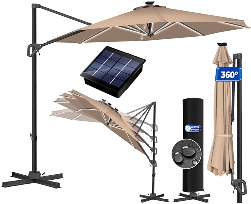 KESSER® Sonnenschirm Ampelschirm Sun Rund XL LED Solar Ø330 cm Inkl....