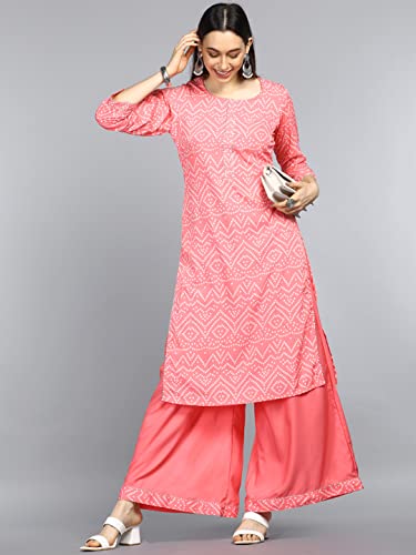 Image of Vaamsi Women's Poly Crepe Bandhani Printed A-line Kurta Palazzo Set