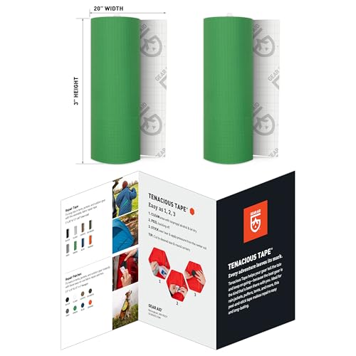 Image of GEAR AID Tenacious Tape 3 inch x 20 inch Nylon Fabric Repair, Green, 2 Rolls