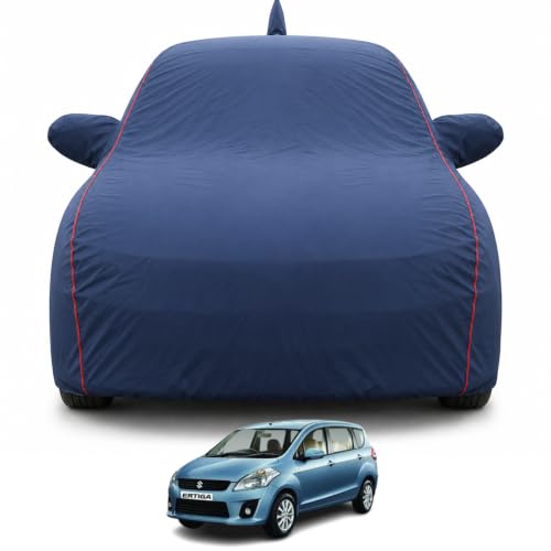 Image of Maruti Ertiga 2012-2017 Models Premium Car Cover | Waterproof, UV & Dust Protection | Mirror & Antenna Pocket | Triple Stitched, Soft Inner Lining, Belt & Buckle (Navy Blue)